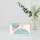 埃っぽいバラ赤面ピンクミントティール(緑がかった色)グリーンアートパターン 名刺 (スタンド正面)