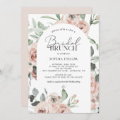 埃っぽいバラ赤面ピンクユーカリブライダルブランチ 招待状 (正面/裏面)