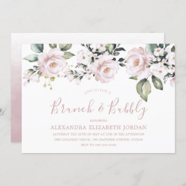 埃っぽいバラ赤面ブランチアンドバブリーブライダルシャワー 招待状