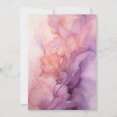 埃っぽいバラ、ラベンダーとシルバー結婚のインク 招待状 (裏面)