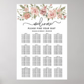 埃っぽいピンクのバラ16台結婚のシーティングチャート ポスター (正面)