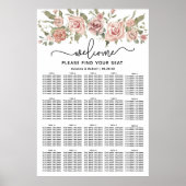 埃っぽいピンクのバラ20台結婚のシーティングチャート ポスター (正面)