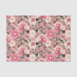 埃っぽいピンクのヴィンテージフローラガーデンパターン 薄葉紙