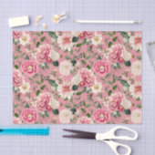 埃っぽいピンクのヴィンテージフローラガーデンパターン 薄葉紙 (クラフト)