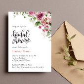 埃っぽいフローラ赤面ピンクグリーナリーブライダルシャワー 招待状