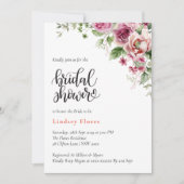 埃っぽいフローラ赤面ピンクグリーナリーブライダルシャワー 招待状 (正面)