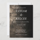 埃っぽいブラックと金ゴールドカスタマイズ結婚可能 招待状 (正面)