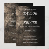 埃っぽいブラックと金ゴールドカスタマイズ結婚可能 招待状 (正面/裏面)