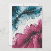 埃っぽいブルーとブルゴーニュのアルコールインクウェディングシャワー 招待状 (裏面)