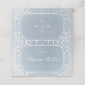 埃っぽいブルーのロマンチックなヴィンテージの結婚式座席表 プレイスカード (外部開封)