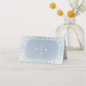 埃っぽいブルーのロマンチックなヴィンテージの結婚式座席表 プレイスカード (裏面)