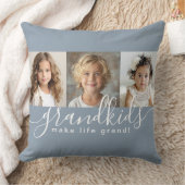 埃っぽいブルーの孫たちが人生のグランドフォトコラージュを作る クッション (ブランケット)
