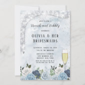 埃っぽいブルーウォーターのカラーフローラブランチとバブリー 招待状 (正面)