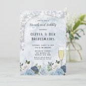 埃っぽいブルーウォーターのカラーフローラブランチとバブリー 招待状 (スタンド正面)