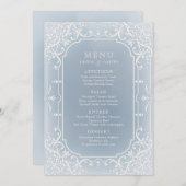 埃っぽいブルーエレガントロマンチックなヴィンテージ結婚式メニュー メニュー (正面/裏面)