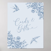埃っぽいブルーチノワズリーブライダルシャワーカード&ギフト ポスター (正面)