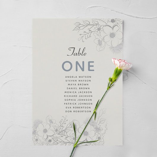 埃っぽいブルービンテージの結婚式のシーティングチャート