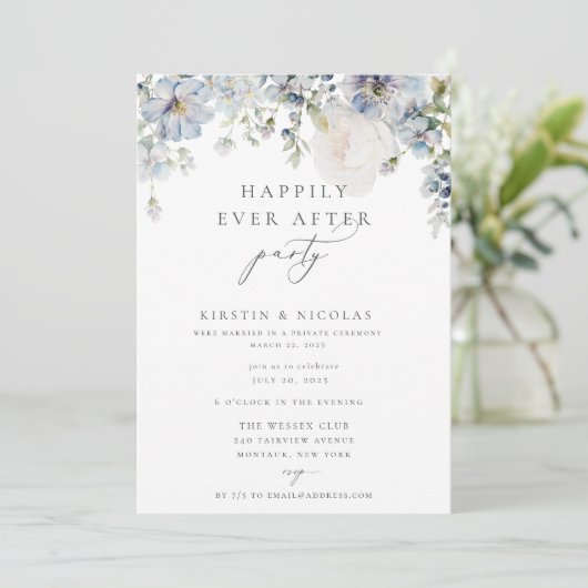 埃っぽいブルーフローラがパーティー後ずっと幸せに 招待状 (スタンド正面)