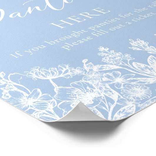 埃っぽいブルーフローラここにパンティーをドロップするゲームサイン ポスター (角)