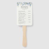 埃っぽいブルーフローラエレガントな結婚式プログラム ハンドファン (裏面)