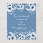 埃っぽいブルーフローラシックな予算結婚式招待状 チラシ (正面)