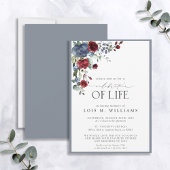 埃っぽいブルーブルゴーニュフローラお祝い・オブ・ライフ 招待状