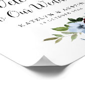 埃っぽいブルーブルゴーニュフローラ結婚ウェルカム徴候 ポスター (角)