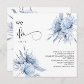 *～*埃っぽいブルーブーケAR15フローラQR RSVP 結婚 招待状 (正面/裏面)