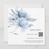 *～*埃っぽいブルーブーケAR15フローラQR RSVP 結婚 招待状 (裏面)