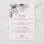 埃っぽいブルーベージュフローラエレガントな結婚式詳細 エンクロージャーカード (正面)