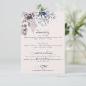 埃っぽいブルーベージュフローラエレガントな結婚式詳細 エンクロージャーカード (スタンド正面)