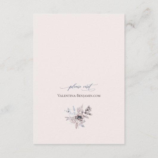 埃っぽいブルーベージュフローラエレガントな結婚式詳細 エンクロージャーカード (裏面)