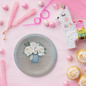 埃っぽいブルーメイソンジャー素朴フローラ結婚ズ ペーパープレート (パーティー)