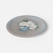 埃っぽいブルーメイソンジャー素朴フローラ結婚ズ ペーパープレート (アングル)