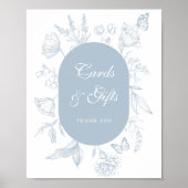 埃っぽいブルーラインアートカードとギフト ポスター (正面)