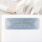 埃っぽいブルーロマンチックなヴィンテージウェディング差出人住所 ラベル (インサイチュ)