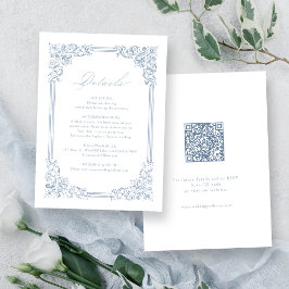 埃っぽいブルーヴィンテージフレームエレガントな結婚式詳細 エンクロージャーカード