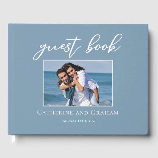 埃っぽいブルー結婚コーストのカップル写真 ゲストブック (正面)