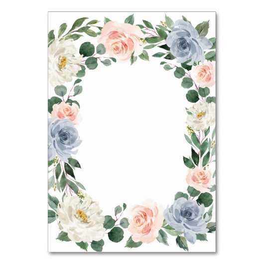 埃っぽいブルー赤面結婚ピーチのエンクロージャカード テーブルナンバー (裏面)