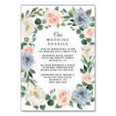 埃っぽいブルー赤面結婚ピーチのエンクロージャカード テーブルナンバー (正面)