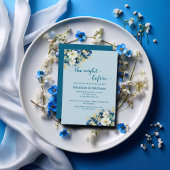 埃っぽいブルー金ゴールドグリッター「前の夜」結婚の 招待状