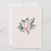 埃っぽい水の色のバラピンクの赤面フローラ結婚ズ 招待状 (裏面)