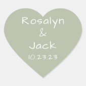 埃っぽい緑のミニマルモダンリスト ハートシール (正面)