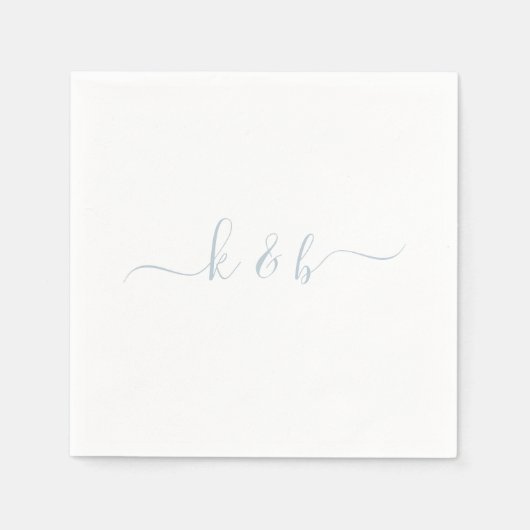 埃っぽい青いカップルのイニシャルスワッシュスクリプト スタンダードカクテルナプキン (正面)