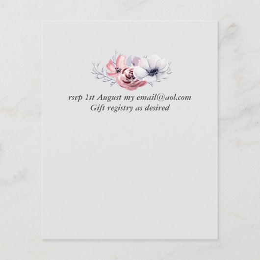 埃っぽい青いサンゴフローラ結婚式の予算を招く (裏面)