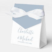 埃っぽい青いシグネチャースクリプトエレガントな結婚式 フェイバーボックス (正面サイド)