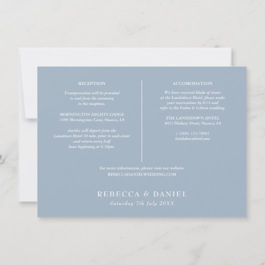 埃っぽい青いストリングライト結婚の詳細カード 招待状 (裏面)