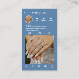 埃っぽい青いネイルアーティストInstagramグリッドQRコード 名刺
