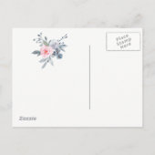 埃っぽい青いバラは日付の白いスクリプトを保存 案内ポストカード (裏面)