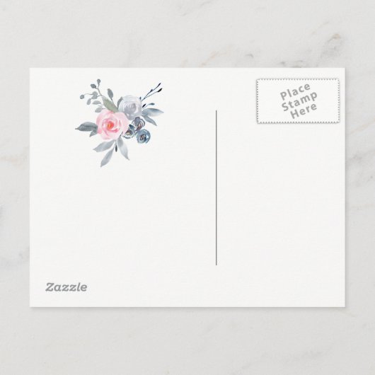 埃っぽい青いバラは日付スクリプトを保存 案内ポストカード (裏面)